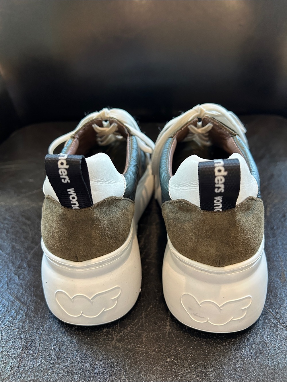 Women’s Wonders Casual Lace-Up Sneakers in Olive & White. Never worn. - Picture 6 of 8